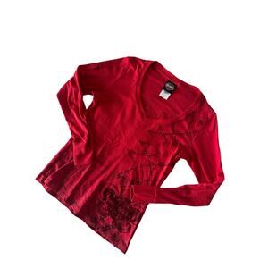 Harley Davidson top longsleeve red shirt women’s S Laramie Wyoming sexy biker